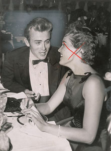 1956 Camera Press of London news photo of James Dean at dinner party